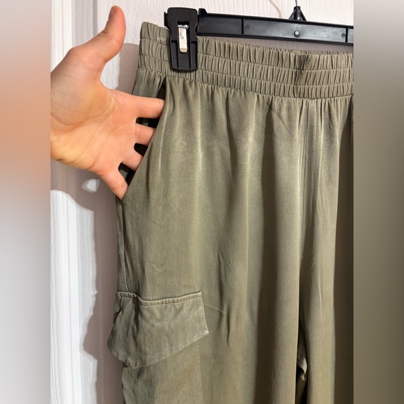 Esqualo Khaki Cargo Soft Comfy Elastic Waistband Pockets Jogger Pants Size 10 - Picture 3 of 9